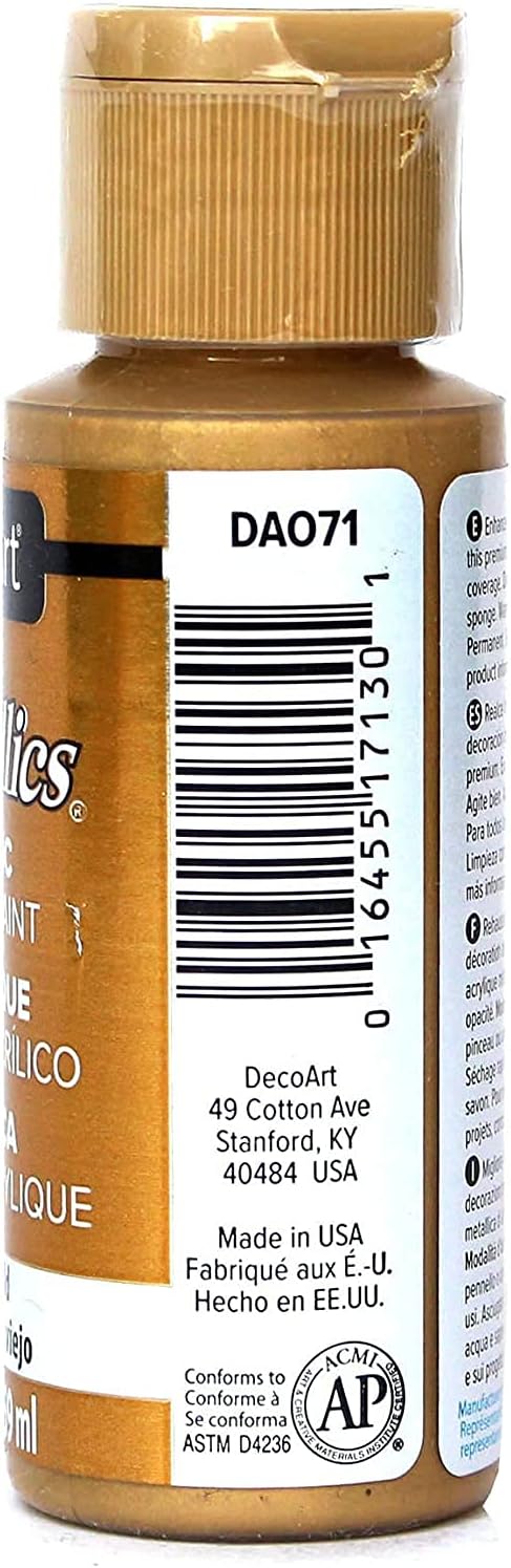 DecoArt Dazzling Metallics - 2 Ounce 4 Pack Glorious Gold Acrylic Paint Set Gold Metallic Acrylic Paint Art Supplies- Art Projects, Home Decor- E-...