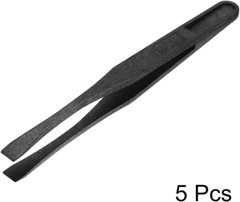 uxcell Plastic Anti-static Tweezers, Precision Flat Tip for Jewelry Craft DIY Beauty Electronics Repair Tool Black 5 Pcs...