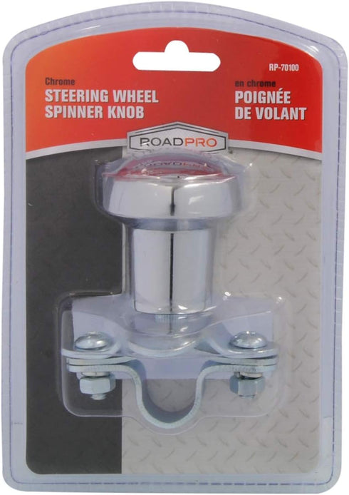 RoadPro RP-70100 Chrome Steering Wheel Spinner Knob Steering Wheel Spinner Knob for Tractor for Tractor Truck Riding Mowers RV...