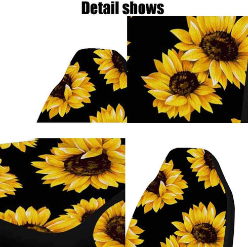 Car Front Seat Covers, Universal Blue 3D Animal Wolf PrintingCar Seat Protector Seat Cushion Full Cover Fit Most Car,Truck,SUV,Van (Sunflower-2PC)...