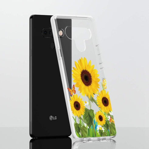 Clear Slim Designed for LG K51 Case, for LG Q51 Case,Shock-Absorption Floral Flexible Soft TPU Rubber Protective Cover for LG K51 (Sunflower)...