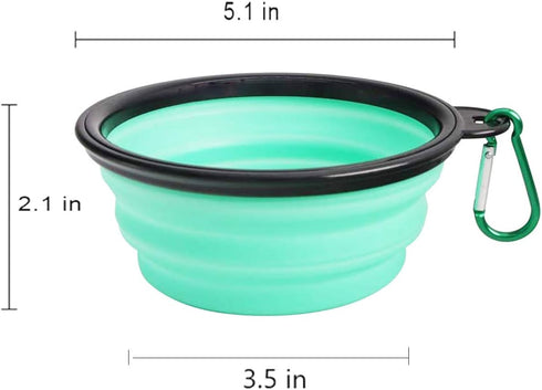 LINGYU Collapsible Dog Bowl, Silicone Foldable Expandable Cup Dish, for Pet Dog/Cat Food Water Feeding Portable Travel Bowl - Green...