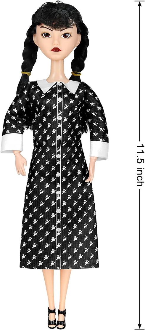Girls Black Dolls, 11.5'' Toys Long Sleeve Dots Black Hair & Black Shoe, Birthday for Girls Fans Kids...