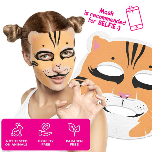 7DAYS Animal Face Masks Skincare (Set of 4) - Character Sheet Masks Set Moisturising, Hydrating - Birthday Party Gift for Women, Girls Night, Kids...