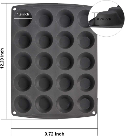 Webake Mini Muffin Cupcake Tin Pan Silicone Non-stick Baking Mold for Mini Pie, Quiche, Tartlet, Mini Muffin Top, Keto Fat Bomb, Pack of 2...