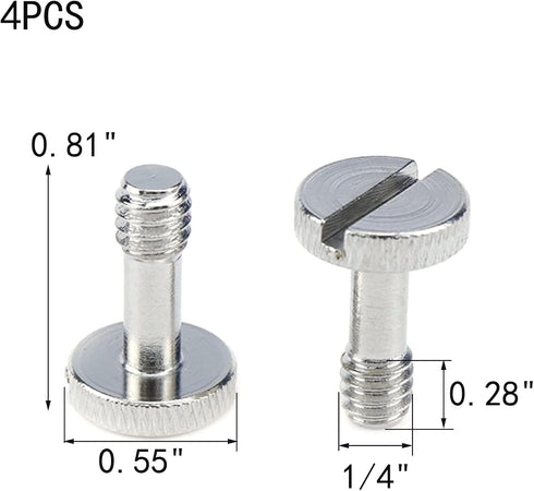 MY MIRONEY 4-Pack 1/4 Inch Camera Quick Release Screw Metal Tripod Screw Adapter Connecter Slotted Screw for DSLR Camera, Type 1...