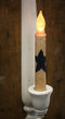 Set of 2 Primitive Battery Operated Wax-Dipped Taper LED Candles with Black Star on Side...