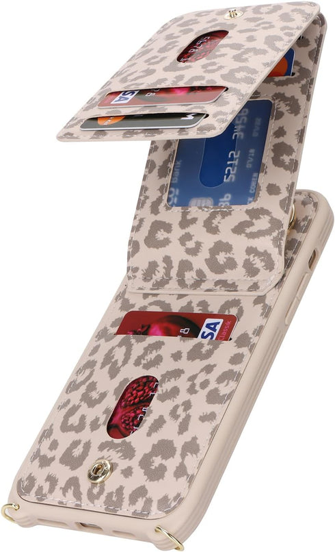 iPhone 13 Case with Card Holder for Women, iPhone 13 Phone Case Wallet with Strap Credit Card Slots Crossbody with Kickstand Zipper Case for iPhon...