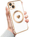 for iPhone 13 Magnetic Case, Luxury Cute Love Heart Design Plating Edge Case with MagSafe for Women Girls Soft TPU Shockproof Full Protective Case...