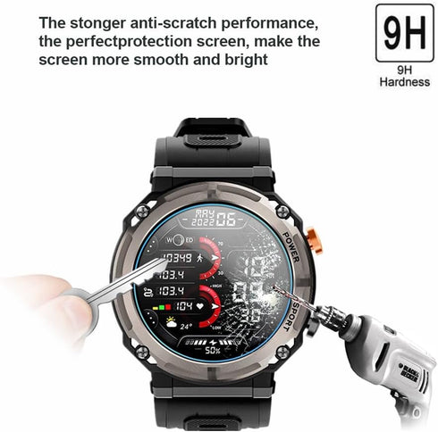 Compatible for VIRAN Military Smart Watches Screen Protector, 9H Anti-Scratch Tempered Glass Protective Film for C21 Pro 1.39'' Military Smartwatc...