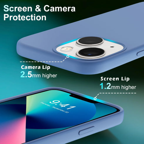 YATWIN [5 in 1 Designed for iPhone 13 Case with 2X Screen Protector + 2X Camera Lens Protector, Liquid Silicone Slim Soft Rubber Shockproof Phone ...