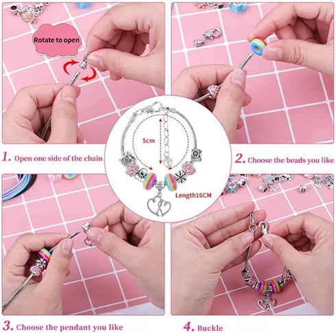 DiiuuAII Charm Bracelet Making Kit for Girls,142 Pcs DIY Charm Bracelet Jewelry Making Kit, Gift Packaging Available As Christmas Gift,with a Port...