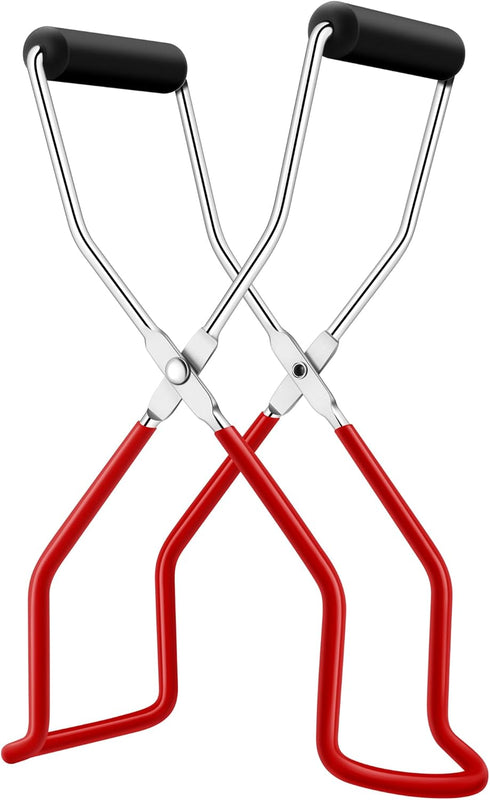 Canning Jar Lifter, Canning Tongs Jar Lifter, Canning Tools, Canning Supplies for Home Kitchen, Stainless Steel, Red...