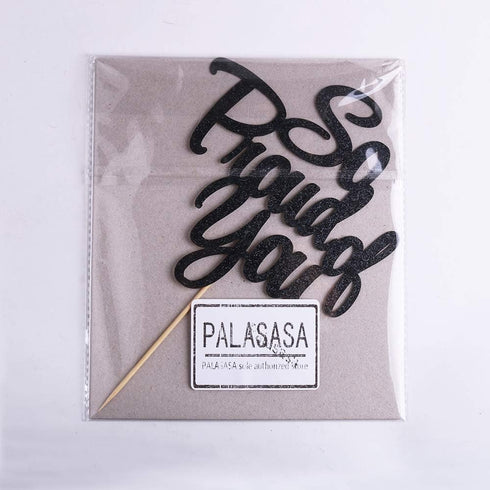 PALASASA So Proud of You Cake Topper - Congrats Grad, Done, Congratulations, Graduation Party Decorations (black)...