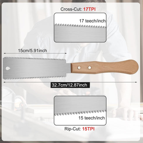 6 Inch Hand Saw, Japanese Pull Saw Double-sided Fine Teeth Wood Saw for Hardwood & Softwood Woodworking Trim (15/17TPI)...
