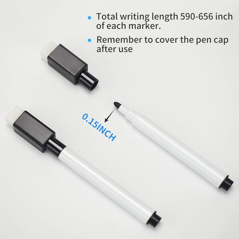 50Pcs Black Magnetic Dry Erase Markers with Eraser Cap, White Board Mini Dry erase Markers Bulk, Fine Point Tip Student White Board Markers for Te...