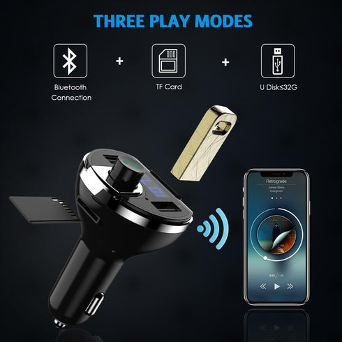 Criacr Aux Bluetooth Adapter for Car, HandsFree Call Dual Ports Charger, FM Radio Transmitter Receiver, Mp3 Audio Wireless Music Player HI-FI Ster...