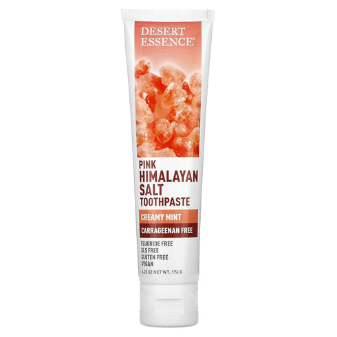 Desert Essence Pink Himalayan Salt Toothpaste - 6.25 Ounce - Creamy Mint - Complete Oral Care - Mineral Rich - Tea Tree Oil - Removes Impurities -...