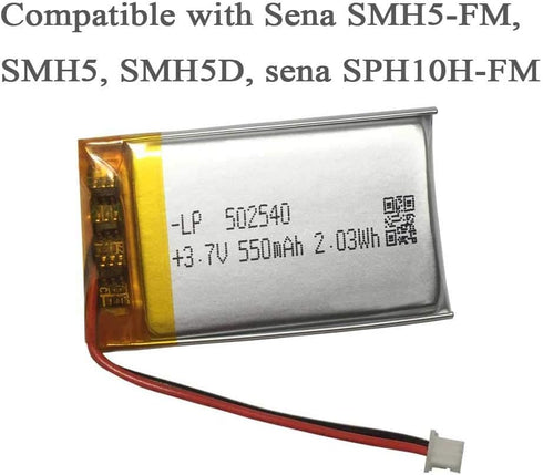 502540 Battery, 550mAh Replacement Battery for Sena SMH5 FM SMH5D Motorcycles Bluetooth Headset...