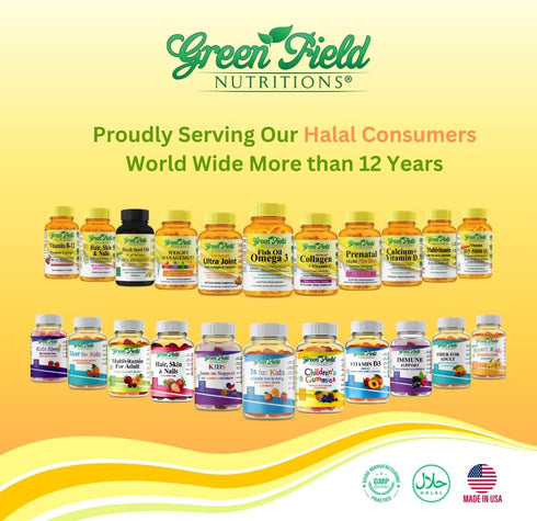 Greenfield Nutritions Halal Multivitamins for Women and Men - 60 Gelatin Free Multivitamin Tablets with 27+ Vitamin Minerals, A, B12, C, D3, Iron ...