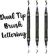 Dual Brush Calligraphy Pens Black Hand Lettering Pens for Beginners Writing, Art Drawing, Sketching, Illustration, Scrapbooking, Journaling, Doubl...