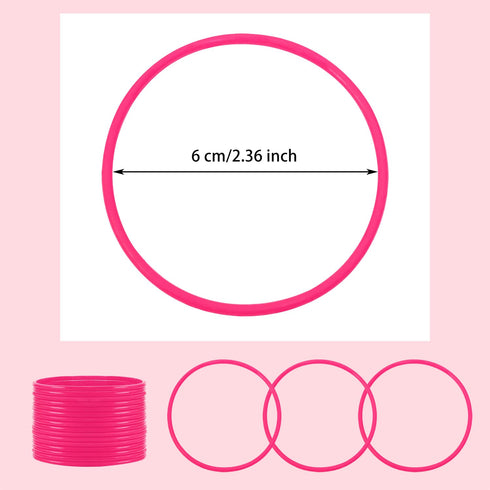Silicone Jelly Hair Tie Bracelet Penta Angel 20Pcs Retro Solid Neon 80s Style Costume Wrist Band Hair Elastics for Men Women Party Favors (Rose Re...