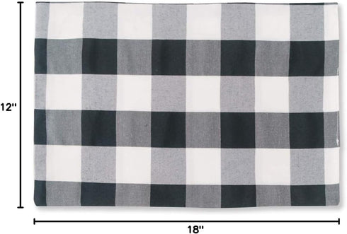 Black & White 2 Side Cotton Buffalo Check Placemats Set of 4 Heat Resistant Dining Table Place Mats for Kitchen Table, 12 x 18 inches...