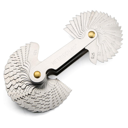 YEEZET 58PCS Thread Pitch Gauge Stainless Steel 24pcs Metric 60 Degree & 28pcs Imperial 55 Degree & 6pcs US 60 Degree Screw Gauge for Industrial M...