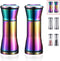 Rainbow Salt And Pepper Shakers, Kyraton Titanium Plating Stainless Steel Salt And Pepper Grinders Refillable Pepper Grinder, Pepper Mill, Salt Gr...