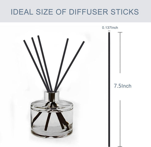 HOSSIAN 50pcs Reed Diffuser Sticks- Black Fibre Reed Diffuser Sticks-Thick Diffuser Reeds Sticks - Diffuser Sticks for Diffuser Oils Fragrance Ref...