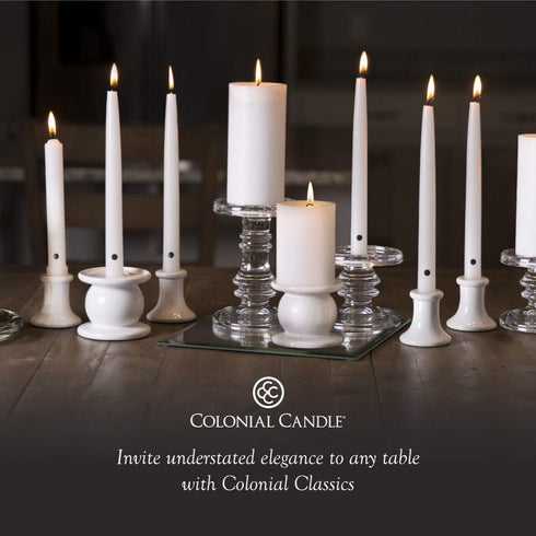 Colonial Candle Unscented Taper Candle, Handipt Collection, Wedgewood, 10 In, Pack of 12 - Up to 8 Hours Burn...