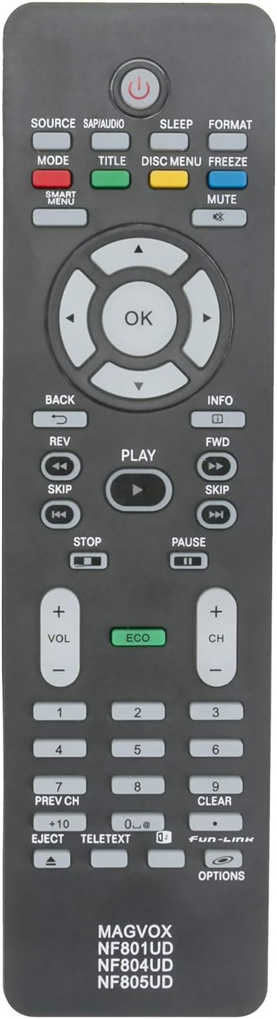 NF801UD NF805UD Replace Remote Control fit for Magnavox LCD LED TV MMT7797 19MF339B 22MF339B 32MF339B 42MF439B 46MF401BF7 37MD350B 40MF430B 46MF40...