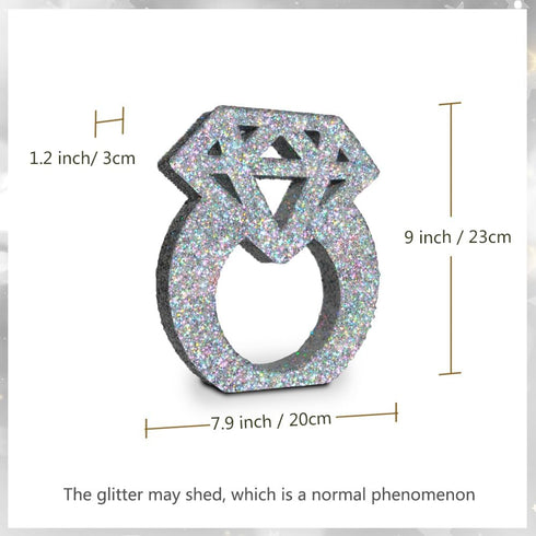 Engagement Decorations Silver Glitter Diamond Ring Sign Centerpieces for Table Decoration,Bridal Shower Decorations Wedding Anniversary Supplies...