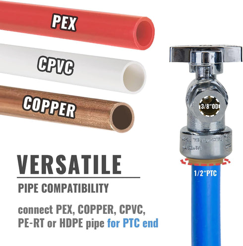 SUNGATOR 2-Pack Angle Stop Valve, Angle Water Shut Off Valve 1/2 x 3/8 Inch Compression, Toilet Water Valve, 1/4 Turn, No Lead Brass Push to Conne...