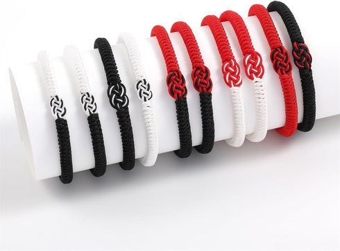 Red String Couple Bracelets 2 Pcs Matching Black Braide Bracelets Handmade Adjustable Braided Bracelets Valentines Day Gift for Couple Boyfriend G...
