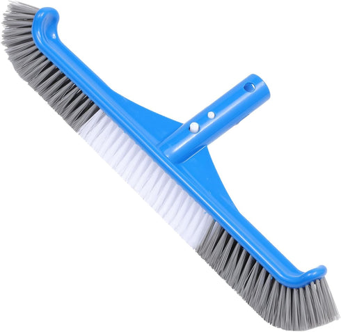 Pool Brush, 16.5" Pool Brushes for Pool Wall Cleaning, Premium Nylon Bristles Pool Brush Head with Easy Clip, Curved Ends High-Efficiency Pool Scr...