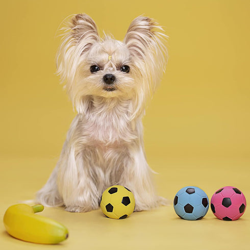 Squeaky Dog Ball - Soft Latex Rubber Squeaky Dog Toys for Small Dogs Puppies - Cute Bounce Dog Squeak Toys Play Fetch Soccer Ball...