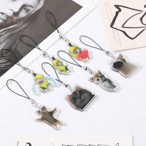 7 Pieces Cat Phone Charm Keychain Y2k Cute Kawaii Phone Charms Strap Aesthetic...