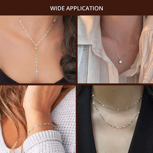 32.8 Feet Silver Stainless Steel Chain Roll Lip Link Chains 4x2mm Silver Necklace Chain with Jump Rings Lobster Clasps Choker Cable Chains for DIY...