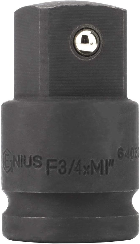Genius Tools 3/4" Drive Impact Adapter with Steel Ball, 3/4"F × 1"M, Cr-Mo Steel - 640608B...