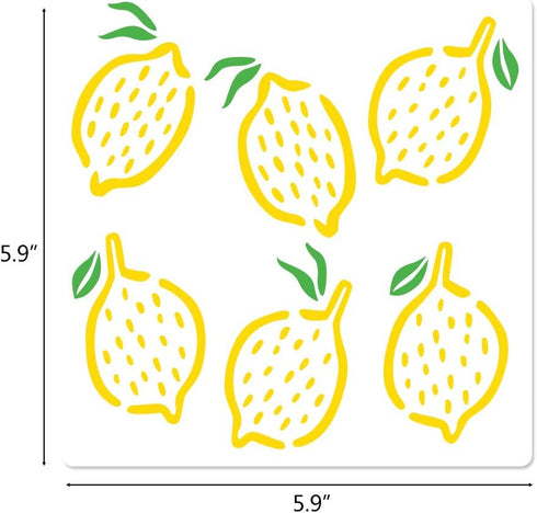 Lemon Stencils, 5 Pcs Summer Painting Stencils for Farmhouse Wood Signs Welcome Lemon Reusable Mylar Template for Pillows Wall Scrapbook Card Maki...