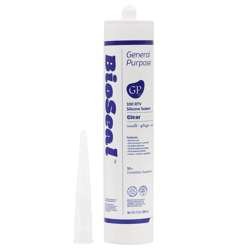 Clear BioSeal 100% Silicone Sealant Caulk General Purpose, Waterproof and Low Odor 10.1 Ounce Cartridge, Clear, (Pack of 1)...