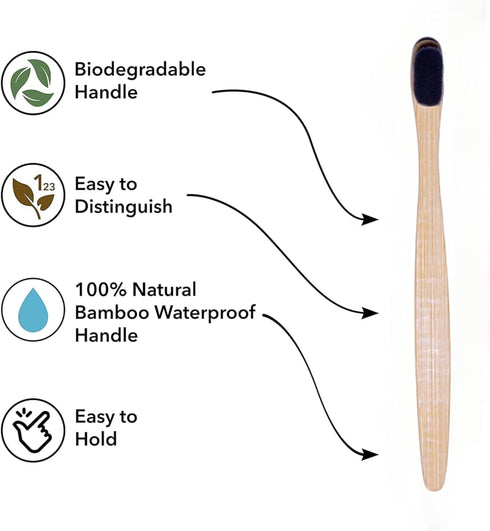 Natureverr Bamboo Toothbrushes 4 Pieces Bristle Toothbrush, Eco-Friendly Toothbrushes, Biodegradable Toothbrushes, Natural Wooden Toothbrush, Char...