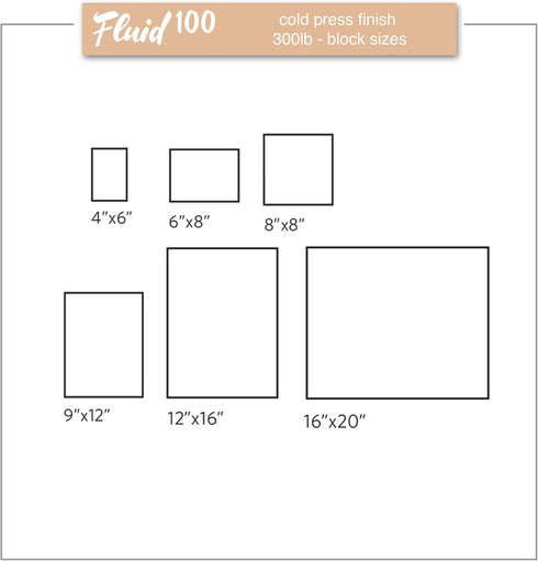 Fluid 100 Watercolor Block, 6 x 8 inches, 10 Sheets, 300 lb (640 GSM) 100% Cotton Cold Press Pad for Artist Painting and Wet Media...