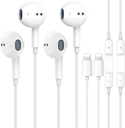 2 Pack Wired Earbuds for iPhone Headphones Wired Lightning Earphones Built-in Microphone & Volume Control Headsets Compatible for iPhone 14/13/12/...