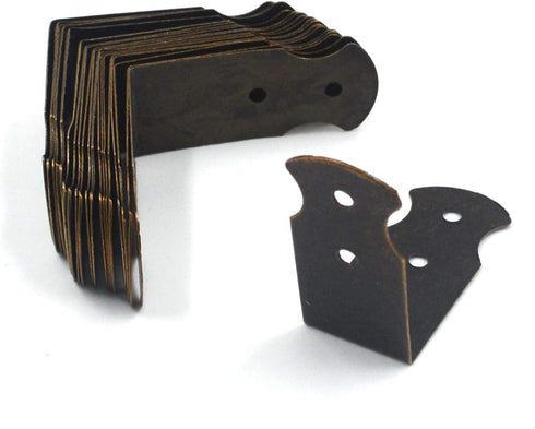 Geesatis 1.6" X 0.7" Set of 20 Right Angle Decorative Corner Protector Box Edge Cover Bracket, with Mounting Screws, Iron, Bronze...