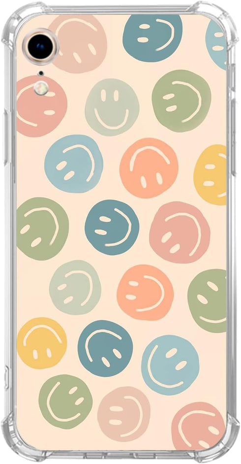 Cute Colorful Smile Face Case Compatible with iPhone XR, Happy Face Case for iPhone XR for Teens Men and Women, Cool TPU Bumper Phone Case Cover...