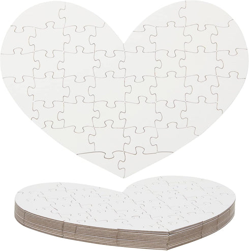 Set of 12 Heart Shaped Blank Jigsaw Puzzles to Draw On for Valentine’s, DIY Crafts (9 x 6 in, 40 Pieces Each)...