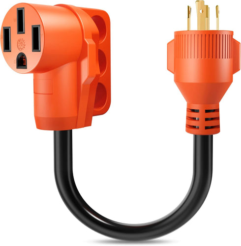 30 Amp to 50 Amp RV Generator Adapter Cord 4 Prong NEMA L14-30P Locking Male Plug to NEMA 14-50R Female Receptacle or RV Trailer Camper Caravan Va...