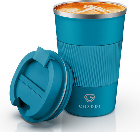 CS COSDDI Stainless Steel Travel Mug 12oz - Vacuum Insulated Coffee Travel Mug Spill Proof with Leakproof Lid - Double Walled Reusable Tumbler Cup...